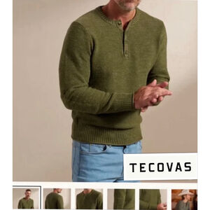 Tecovas Henley Hot Professor Fisherman Soft Knit Sweater Mens Large Retail $175
